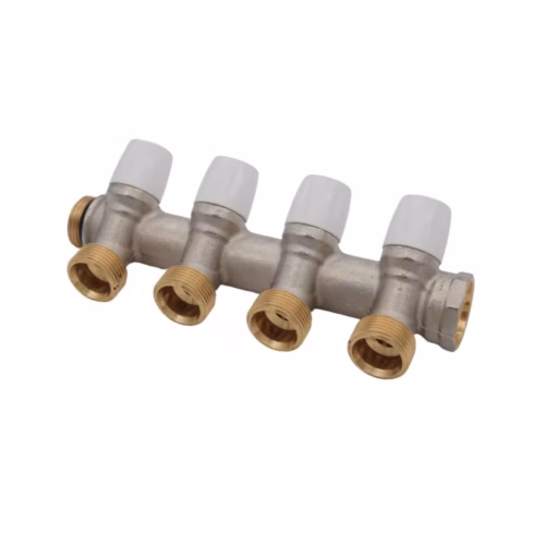 4 Port 3/4″ Sanitary Manifold Self Seal Eurocone for underfloor heating systems