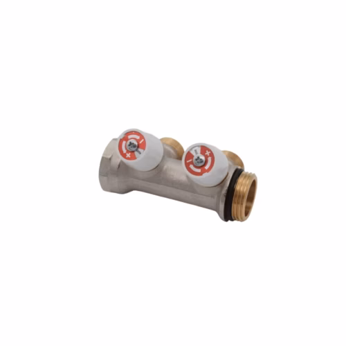 2 Port 1″ Sanitary Manifold Self Seal Eurocone for underfloor heating systems