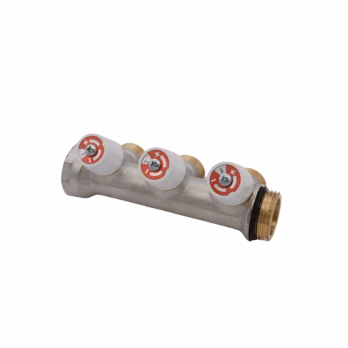 3 Port 1″ Sanitary Manifold Self Seal Eurocone for underfloor heating systems