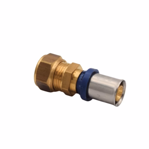 Type 4 16x15mm Brass Press-Fit to Copper Compression Adapter plumbing fitting