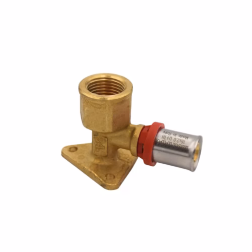 Hydris 16×1/2″FT Backplate Elbow Brass Press-Fit plumbing fitting