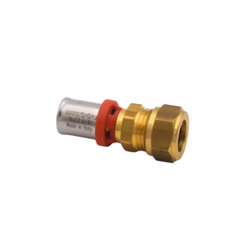 Type 4 16x15mm Brass Press-Fit to Copper Compression Adapter plumbing fitting