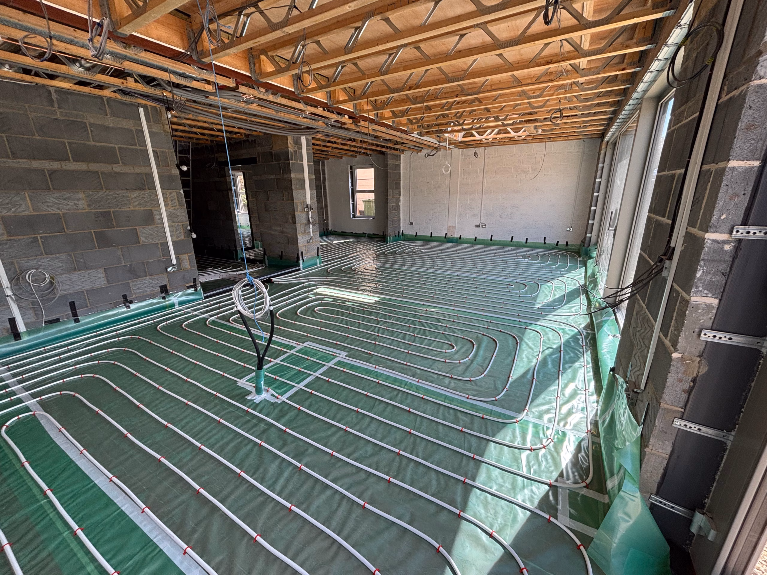 Eco-Home Self-Build underfloor heating pipework
